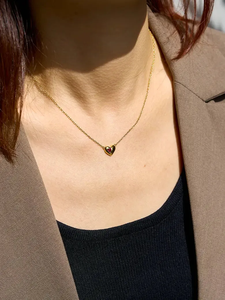 Ruby Heart Chain Necklace