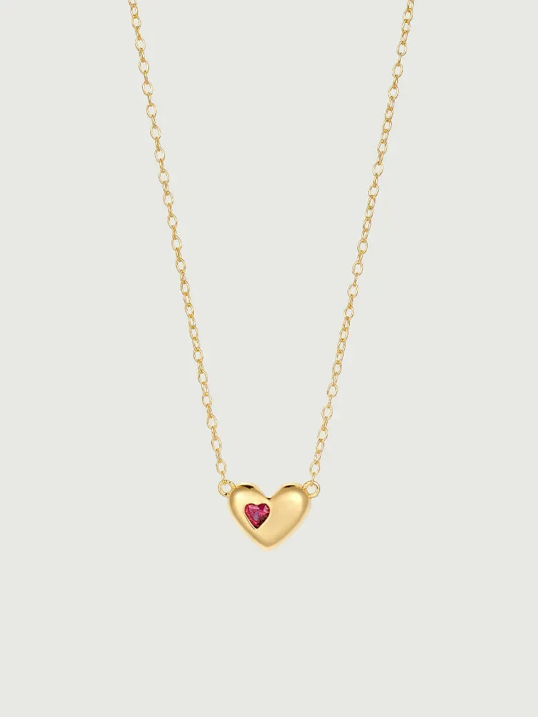 Ruby Heart Chain Necklace