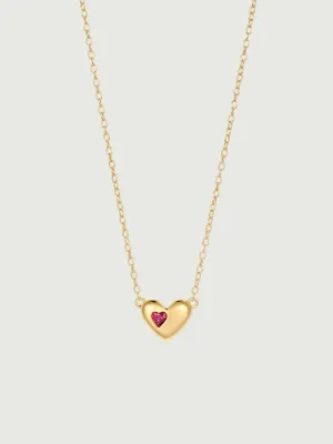 Ruby Heart Chain Necklace
