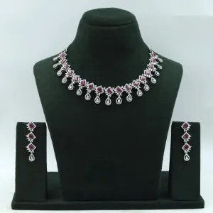 Silver Polish Zircon/AD Necklace Set 6766-69