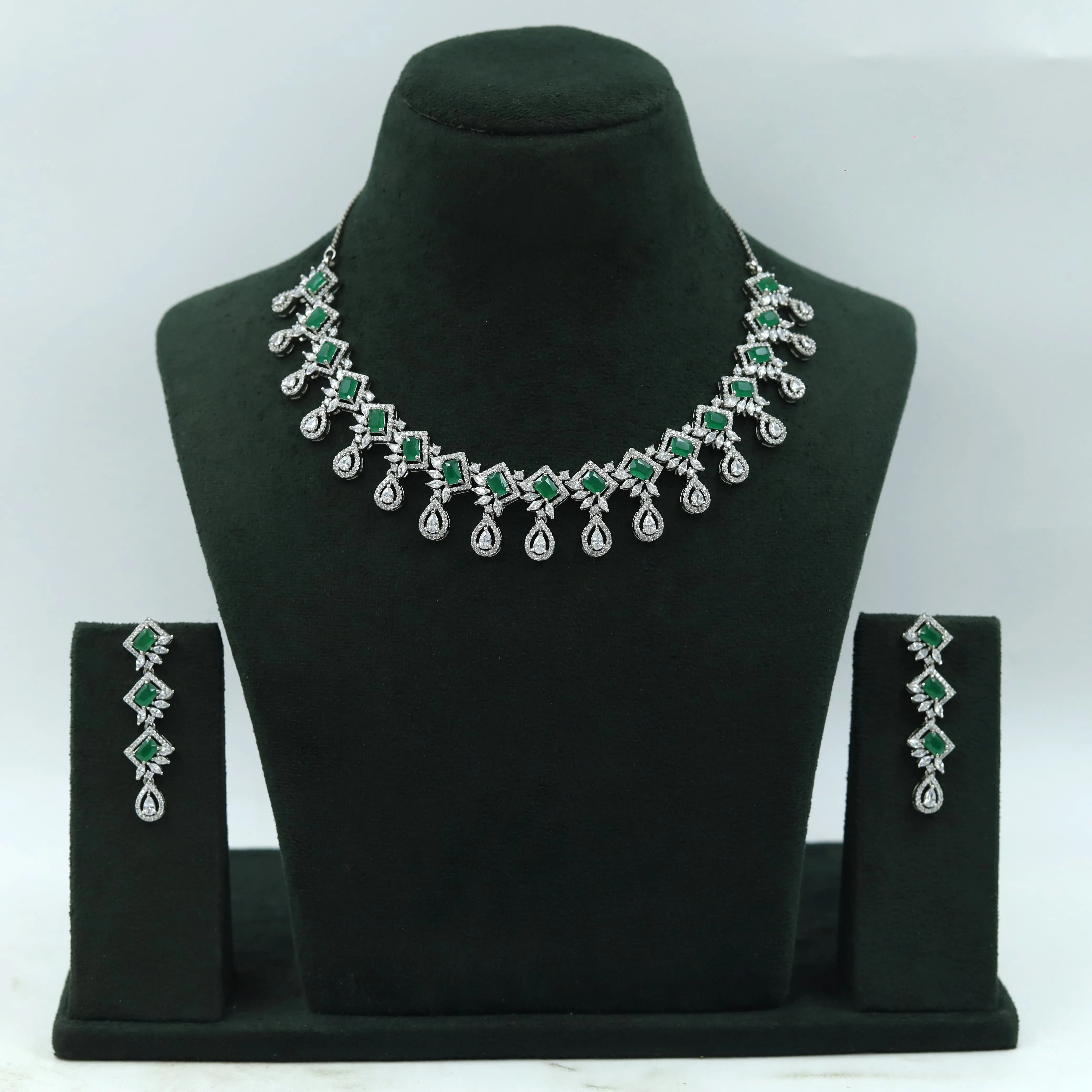 Silver Polish Zircon/AD Necklace Set 6766-69