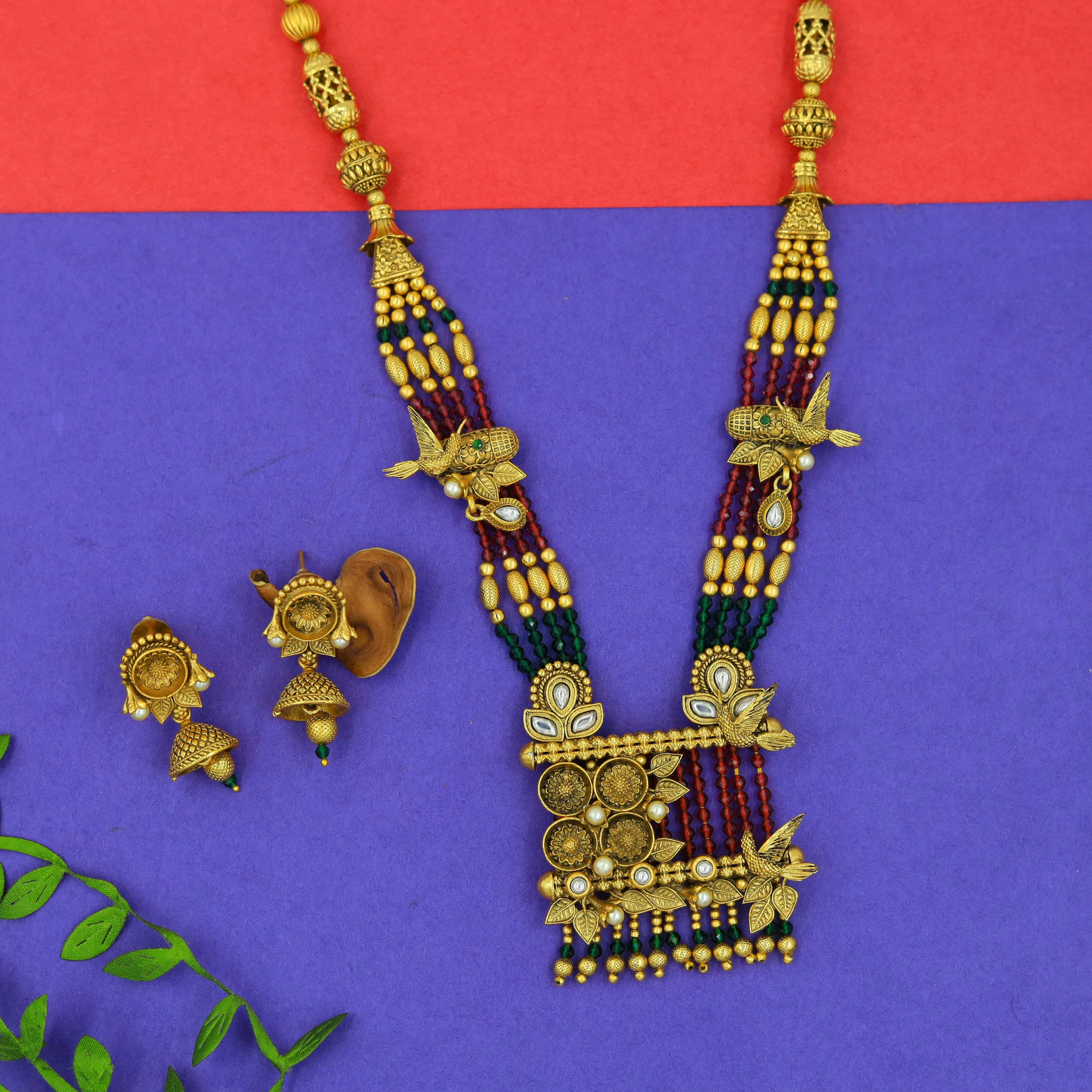 Stylish Antique Gold Finish Pendant Set 17033-4181