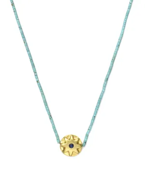 Turquoise Bead Necklace with Lapis Sun