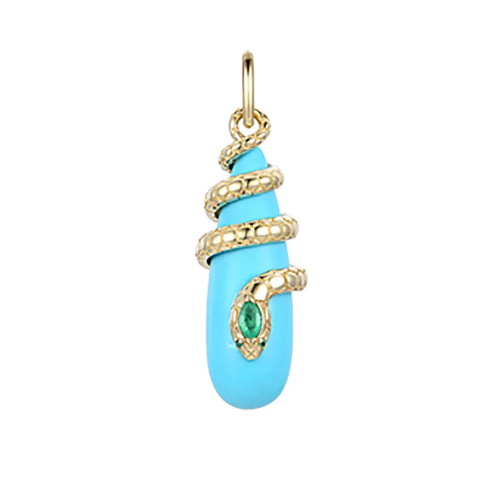 Turquoise Diamond Snake Pendant 25.5X12mm