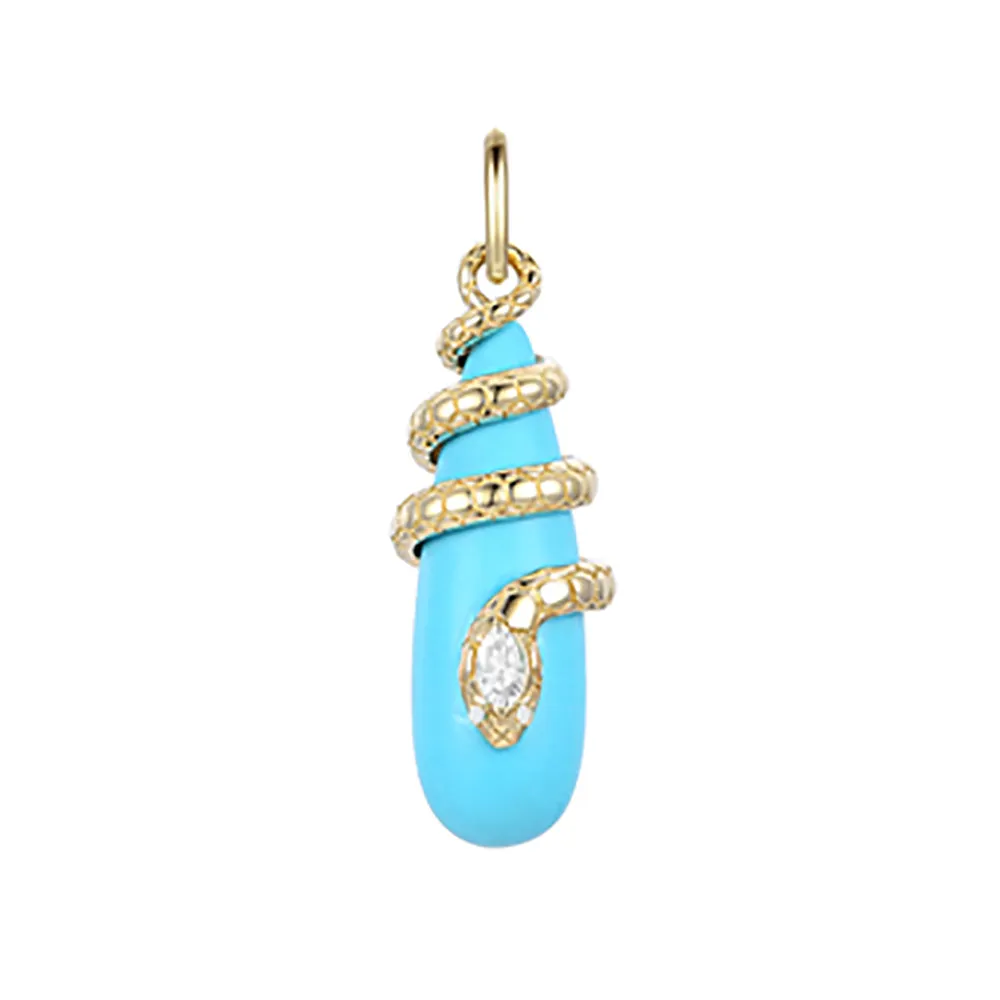 Turquoise Diamond Snake Pendant 25.5X12mm
