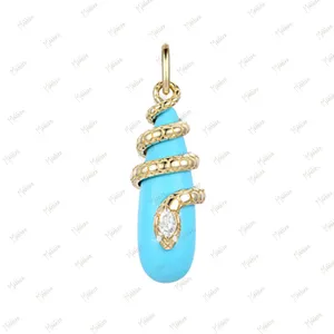 Turquoise Diamond Snake Pendant 25.5X12mm