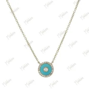 Turquoise Enamel Diamond Necklace