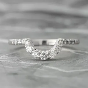 White Diamond Contour Wedding Band, Gwen Setting, 14K White Gold